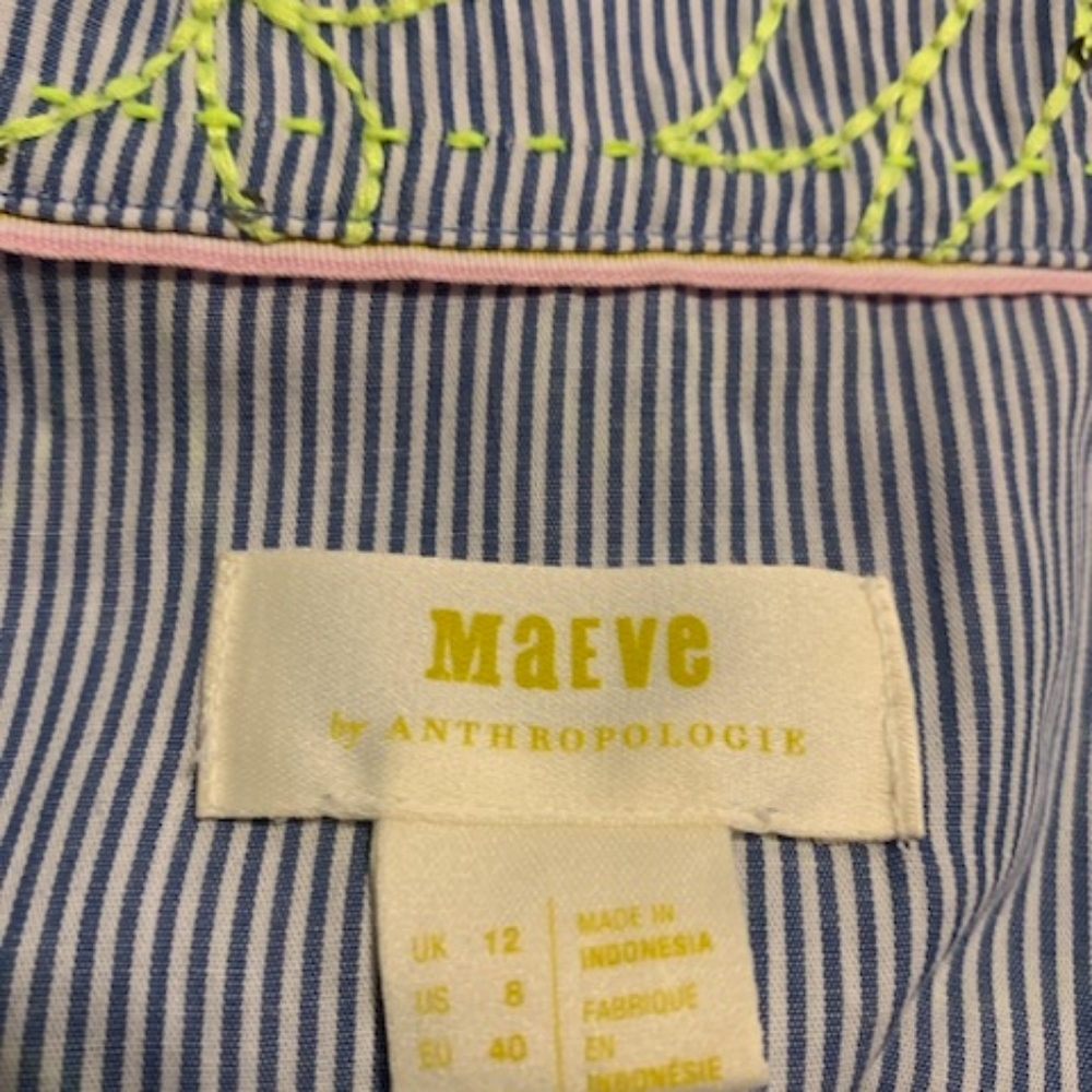 Maeve Blue and Green Embroidered Button Down Shirt - Picture 4 of 4